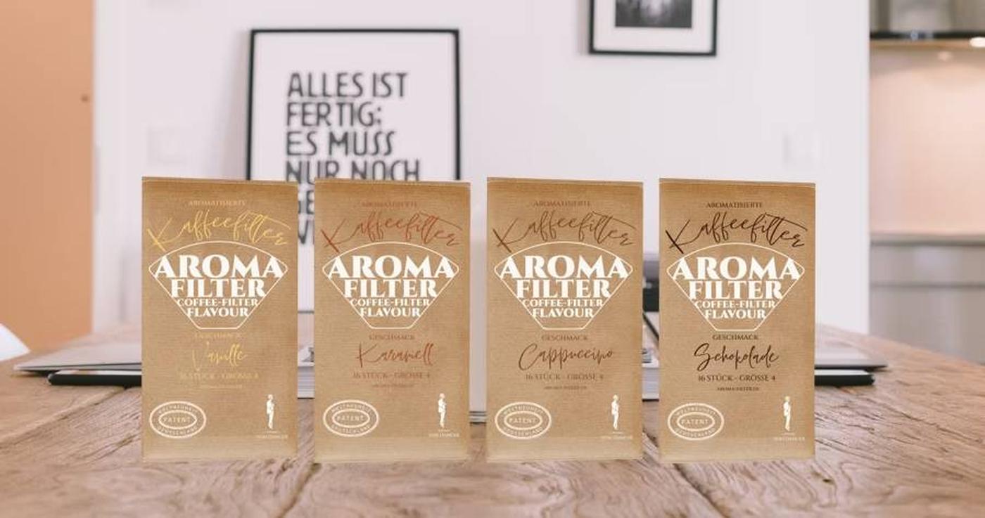 Aroma Filter Coffee filter flavour, Kaffeefilter mit Geschmack, Filterkaffee, Filtertüte, Vanille, Karamell, Schokolade, Cappuccino, Vanilla, Caramel, Chocolate, filter coffee, packaging, paper, brewing, Brühkaffee, drip, invention, reinvention, patent, bayreuth, germany, bad berneck, Carsten Detzer, Startup, founder, Gründer